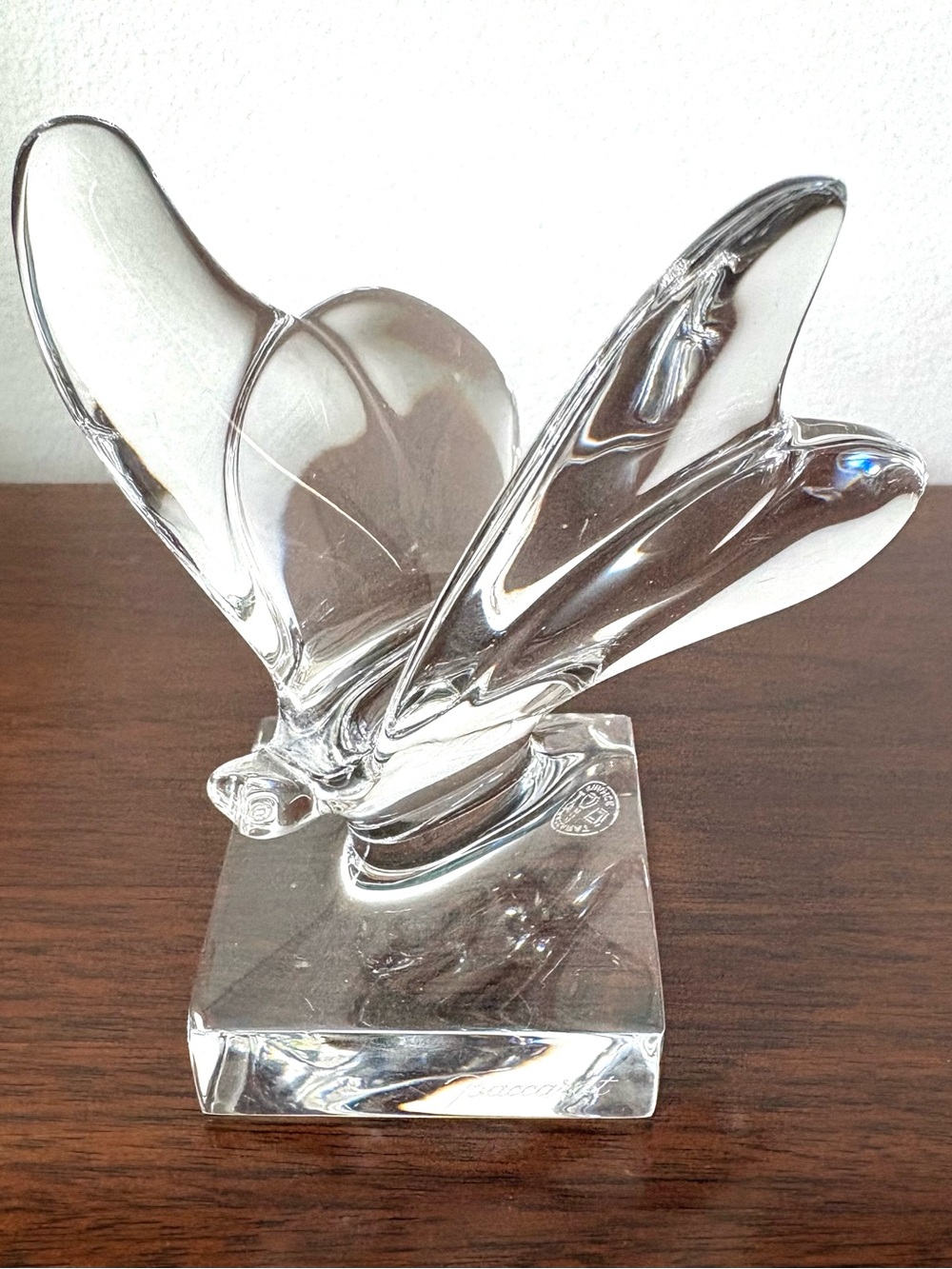 Baccarat Crystal Butterfly paperweight in Mint Condition Double Signed